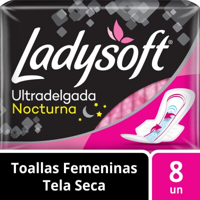 Toalla Femenina Ladysoft Nocturna Ultradelgada C/Alas X8