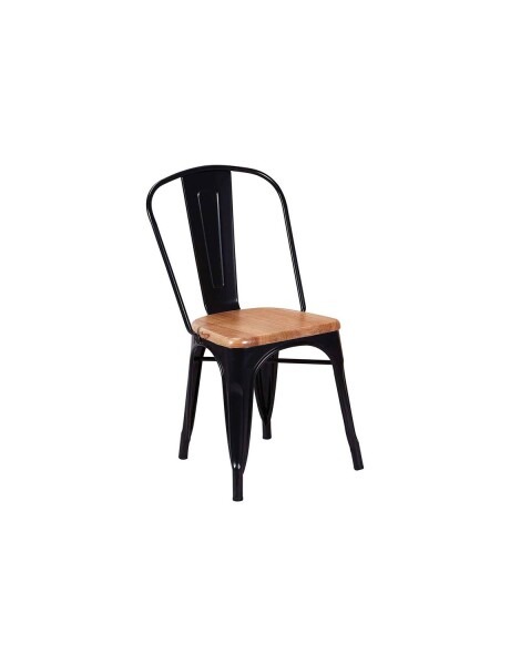 Silla tolix Metálica vintage asiento en madera Negro