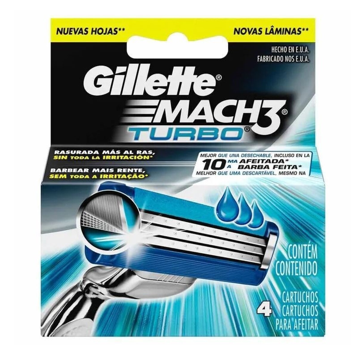 Cartuchos para Afeitar Gillette Mach 3 Turbo - Repuesto X4 