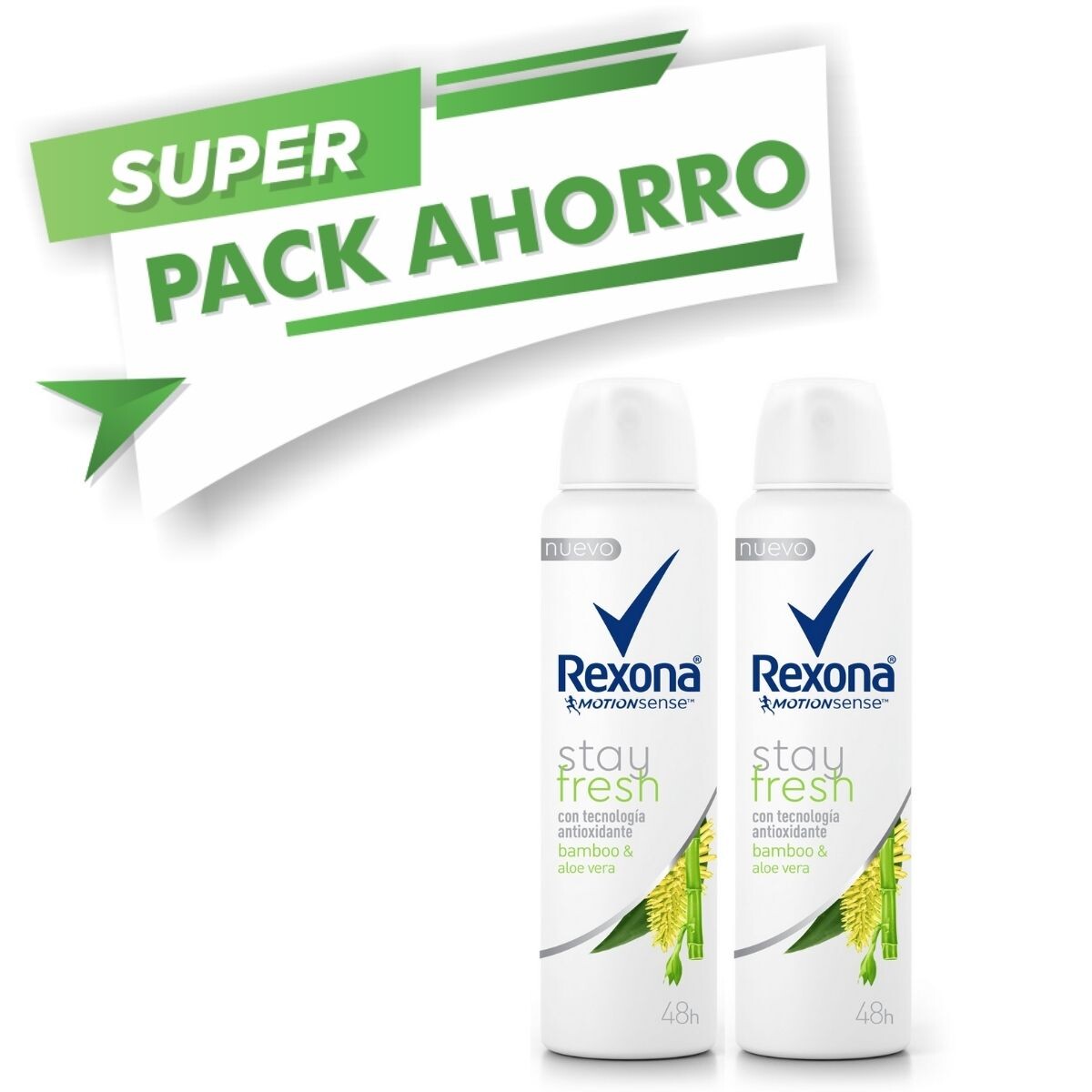 Desodorante Rexona Aerosol Stay Fresh Bamboo - Pack X2 150 ML 