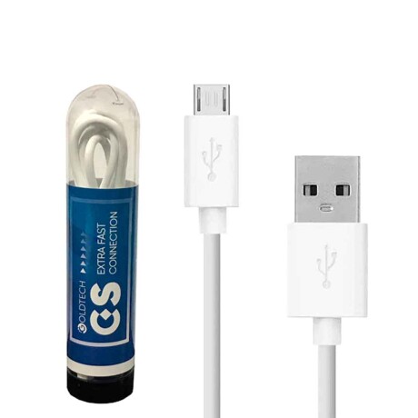 Cable Micro USB Goldtech en tubo Blanco 1mt 001