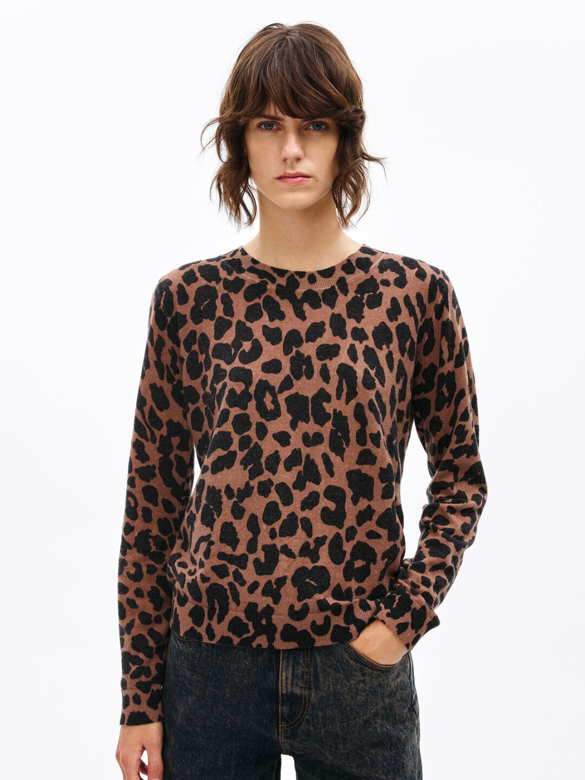 Jersey de punto leopard mini NATURAL