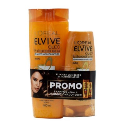Shampoo L'Oréal Elvive Óleo Nutrición Intensa Pack Ahorro 400 ML + AC 200 ML