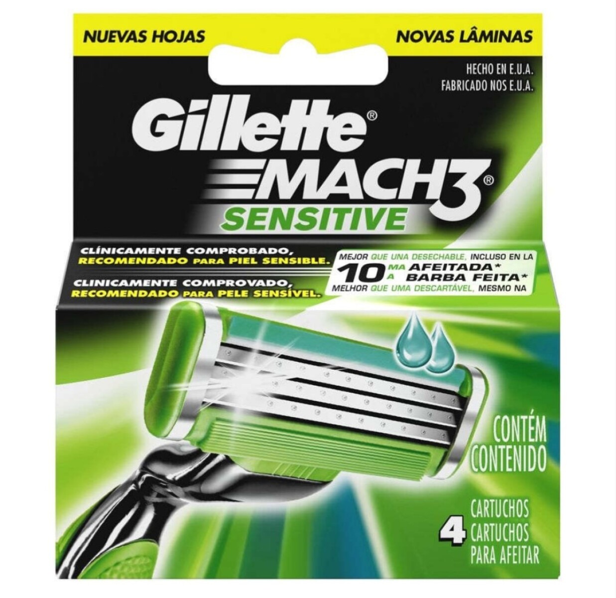Cartuchos para Afeitar Gillette Mach 3 Sensitive - Repuesto X4 