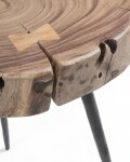 Mesa auxiliar Eider madera maciza de acacia y patas de acero acabado negro Ø 34 cm