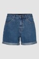 Shorts jeans tiro alto Medium Blue Denim