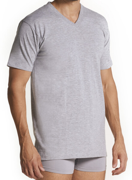 Camiseta con escote en v Gris