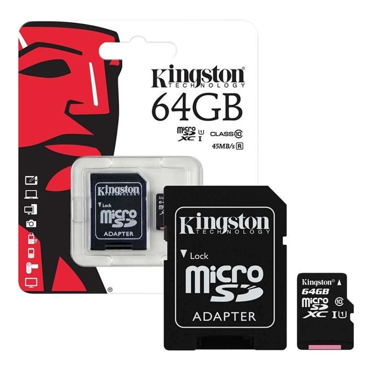 Kingston Tarjeta de memoria flash SD con adaptador 64 GB 