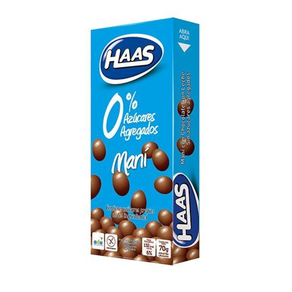 Maní Con Chocolate Haas Con Leche 0% Azúcar 70 GR 