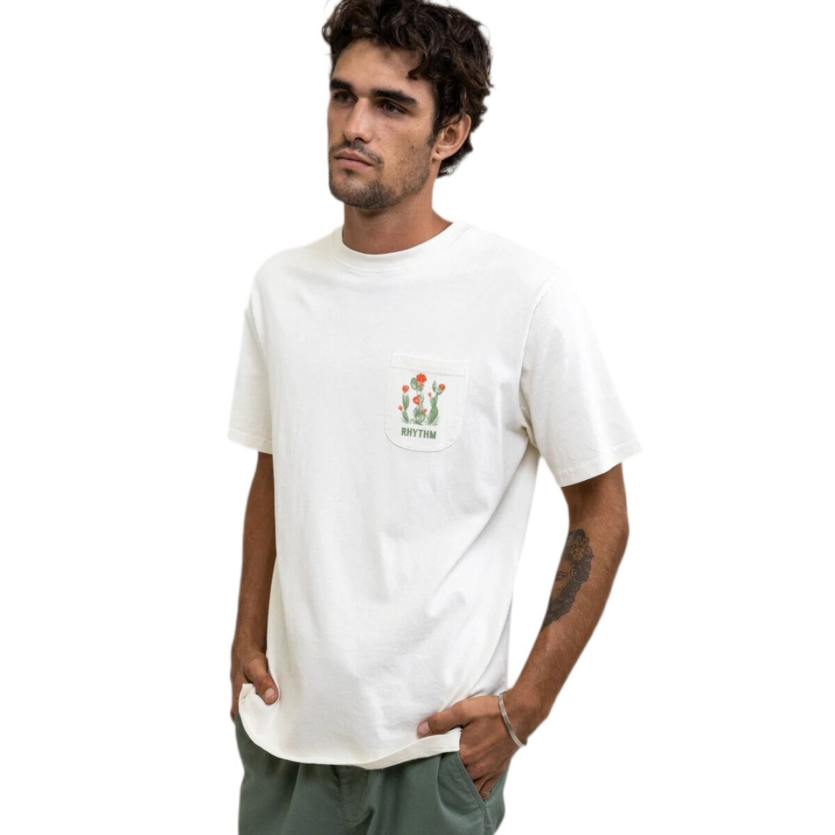 Remera MC Rhythm Cactus Ss Pocket Vintage T-Shirt Blanco 
