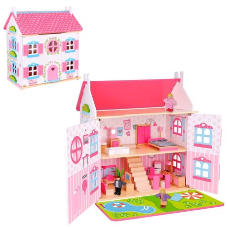 Casa de muñecas Tooky Toy con accesorios y muebles 001