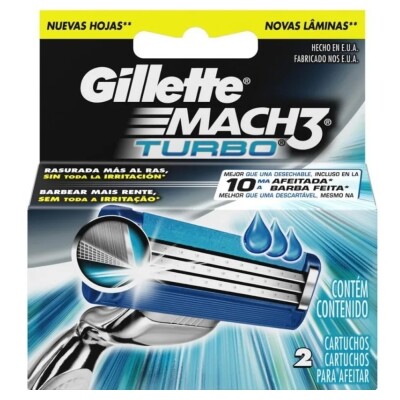 Cartuchos para Afeitar Gillette Mach 3 Turbo Repuesto X2