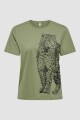 Camiseta Cats Estampada. Manga Corta Deep Lichen Green