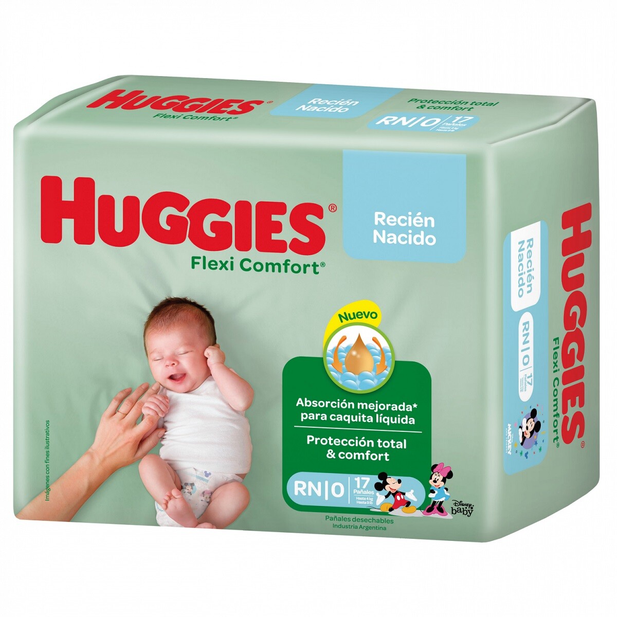 Pañales Huggies Flexi Comfort Recién Nacido 17 Uds. 