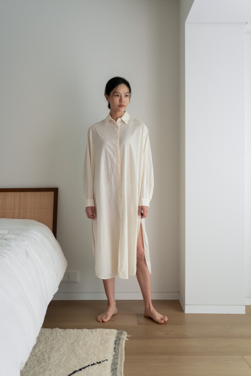 Organic oversized shirt dress - Durazno 