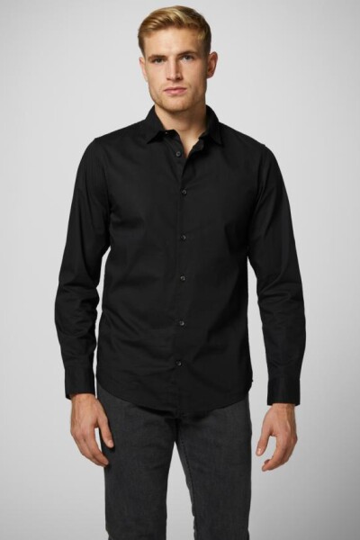 Camisa Sharif Elastane Shirt L/s Black