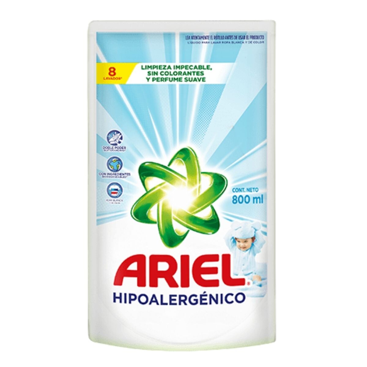 Jabón Líquido Ariel Pureza Activa Hipoalergénico - Doypack 800 ML 